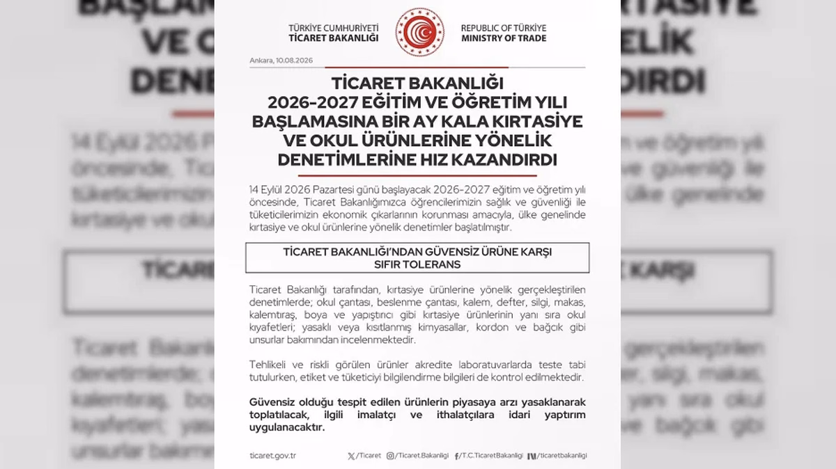 Ticaret Bakanlığı okul alışverişlerinde denetimleri sıkılaştırdı