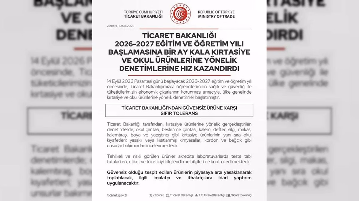 Ticaret Bakanlığı okul alışverişlerinde denetimleri sıkılaştırdı