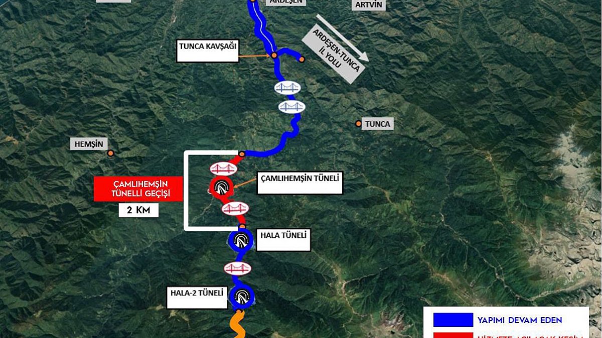 Rize Çamlıhemşin Tüneli ve Köprüleri Yarın Hizmete Açılıyor