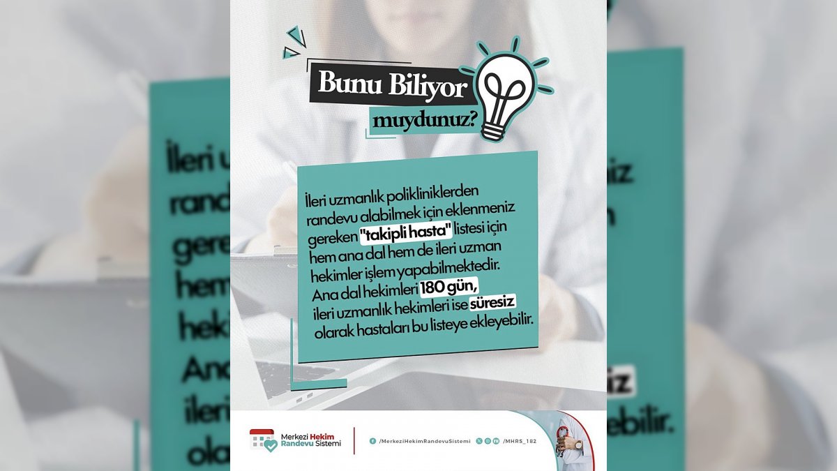 MHRS'de Takipli Hasta Listesi Süreleri Güncellendi: Hangi Hekim Ne Kadar Süre Ekleyebilir?