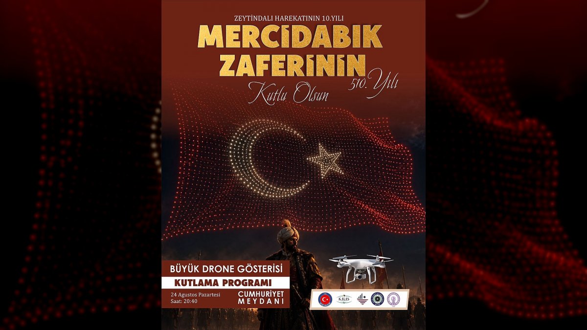 Kilis'te Mercidâbık Zaferi İçin Görkemli Drone Gösterisi