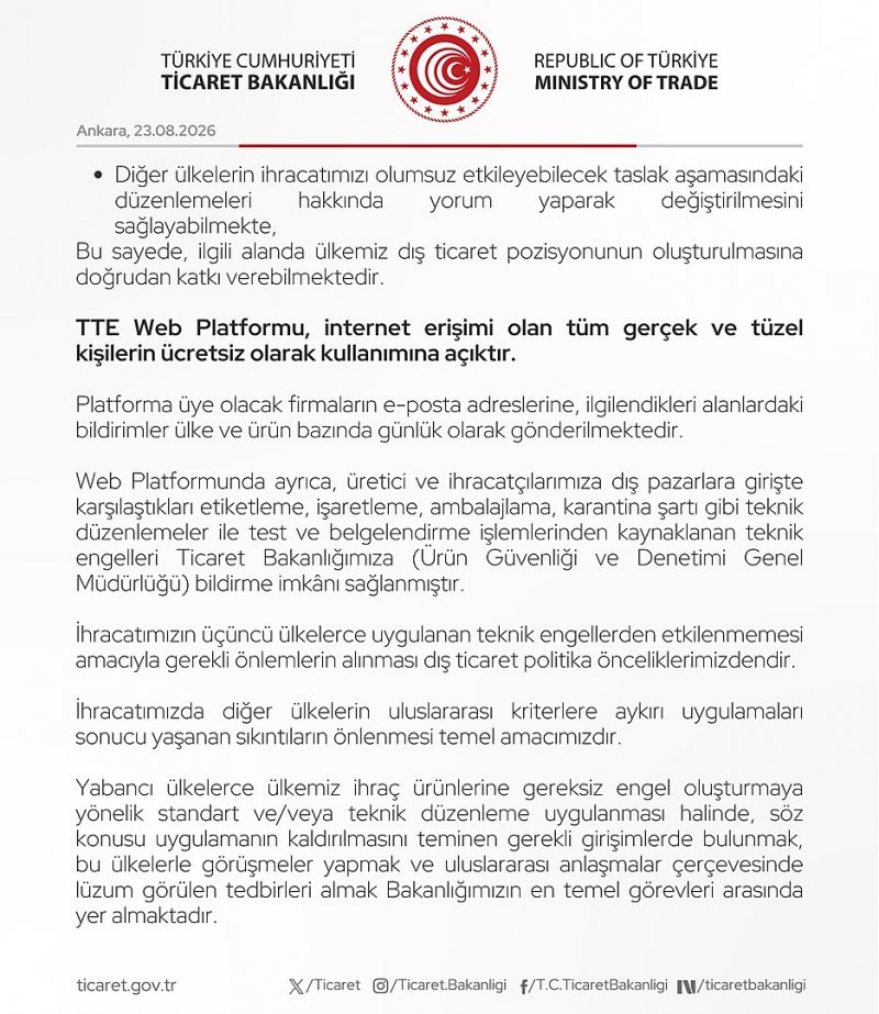 Ticaret Bakanlığı'ndan İhracatçılara Müjde: TTE Platformu Yenilendi - Görsel 1