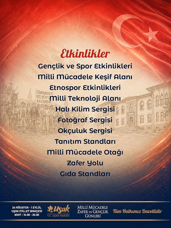 Uşak'ta Millî Mücadele, Zafer ve Gençlik Günleri Başlıyor - Görsel 2